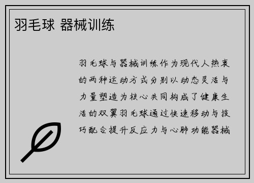 羽毛球 器械训练